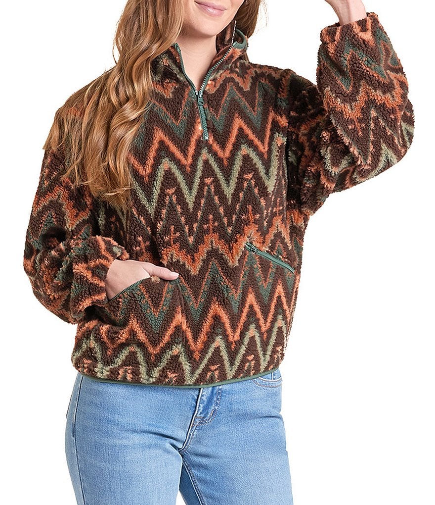 Rock & Roll aztec 1/4 zip sherpa - Java