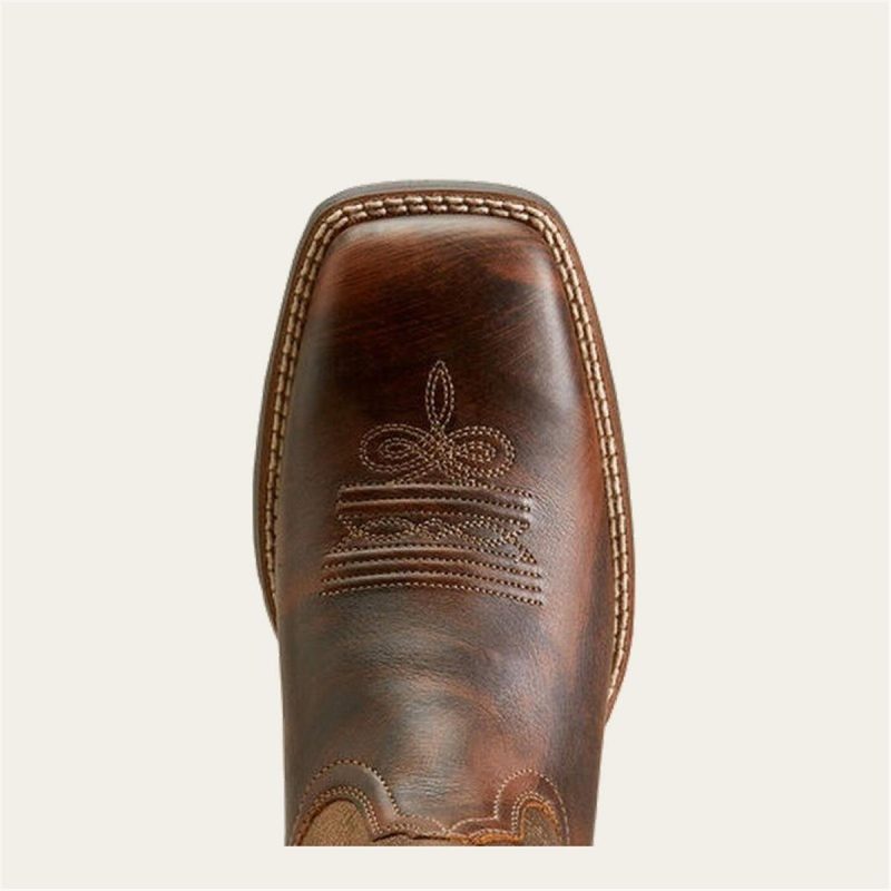 Ariat Round Up Wide Square Toe Western Boot - Yukon Brown/Bronze