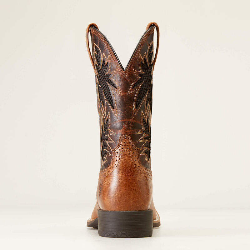 Ariat Sport Cool VentTEK Wide Square Toe Cowboy Boot - Dark tan/two tone tan