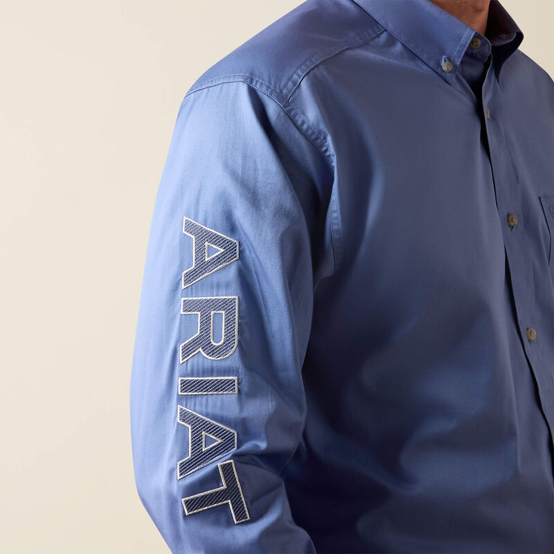 Ariat Team Logo Lightweight Twill Classic Fit Shirt - Colonial Blue/White