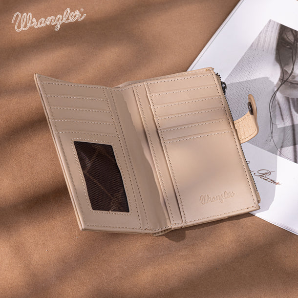 Wrangler Floral tooled card holder bi-fold wallet - Beige