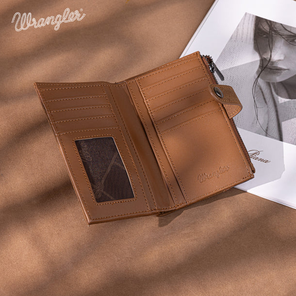Wrangler Floral tooled card holder bi-fold wallet - Brown