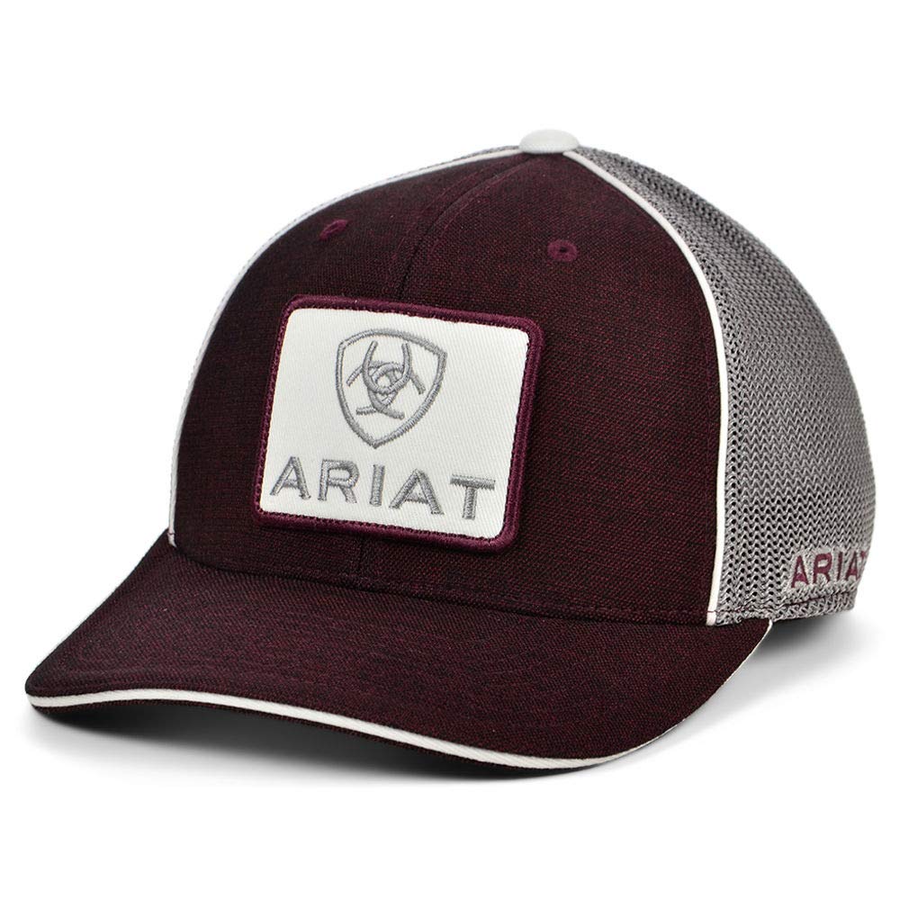 Ariat men's burgundy mesh patch snap back