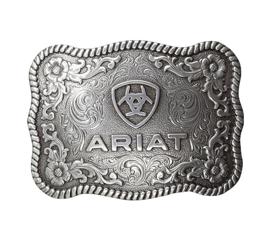 Ariat floral shield rope edge buckle