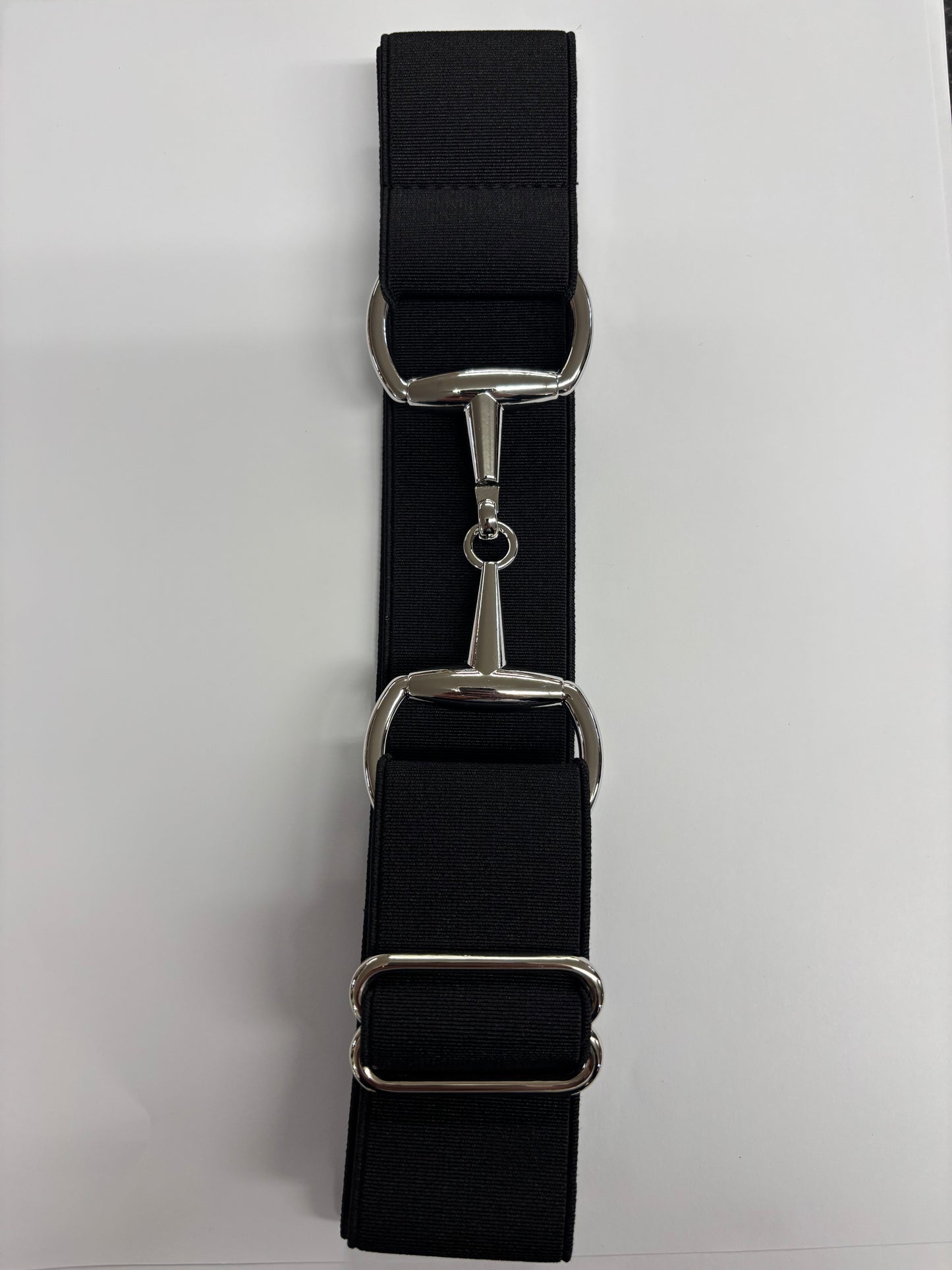 Elastic silver buckle belts