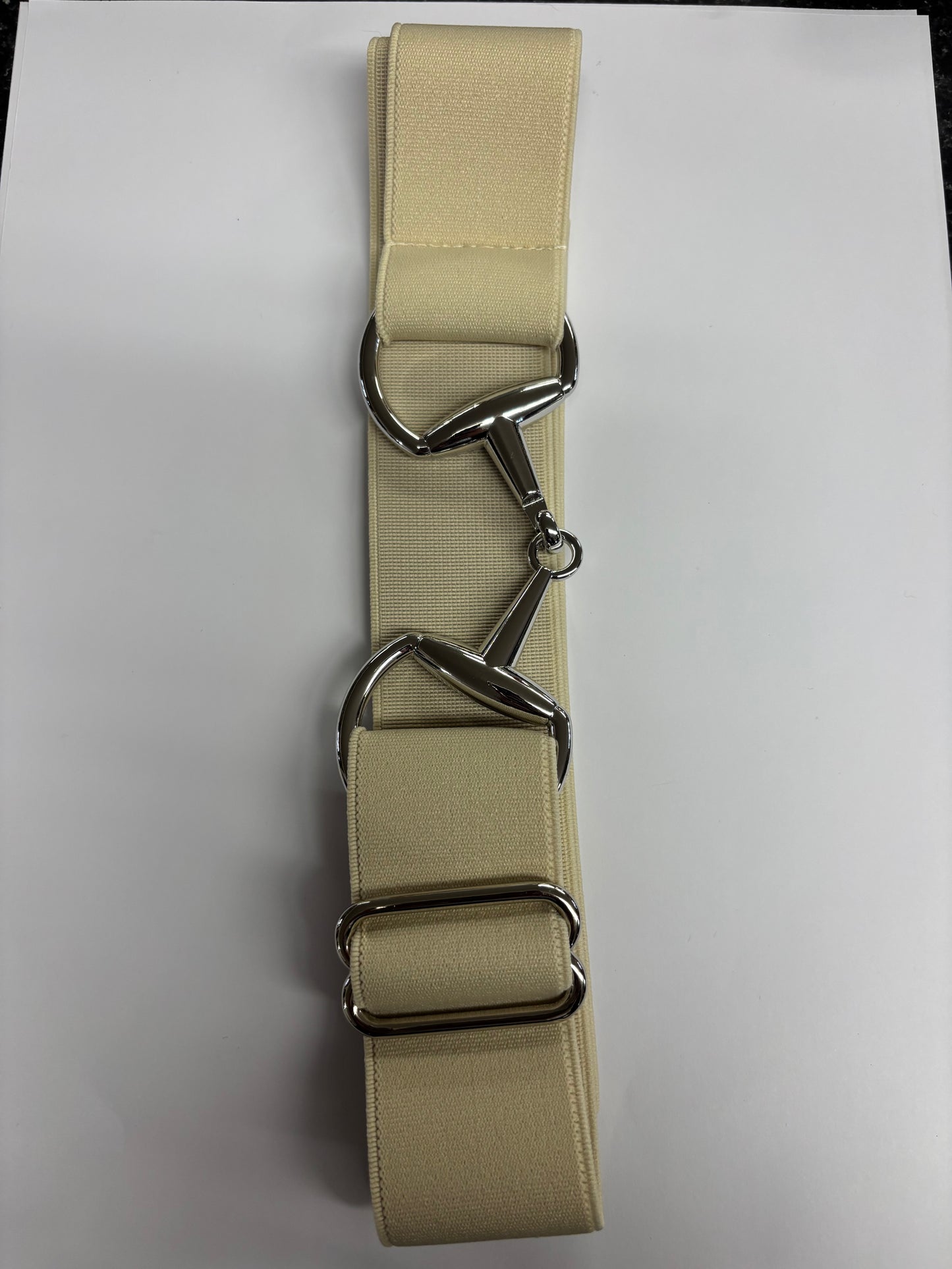 Elastic silver buckle belts