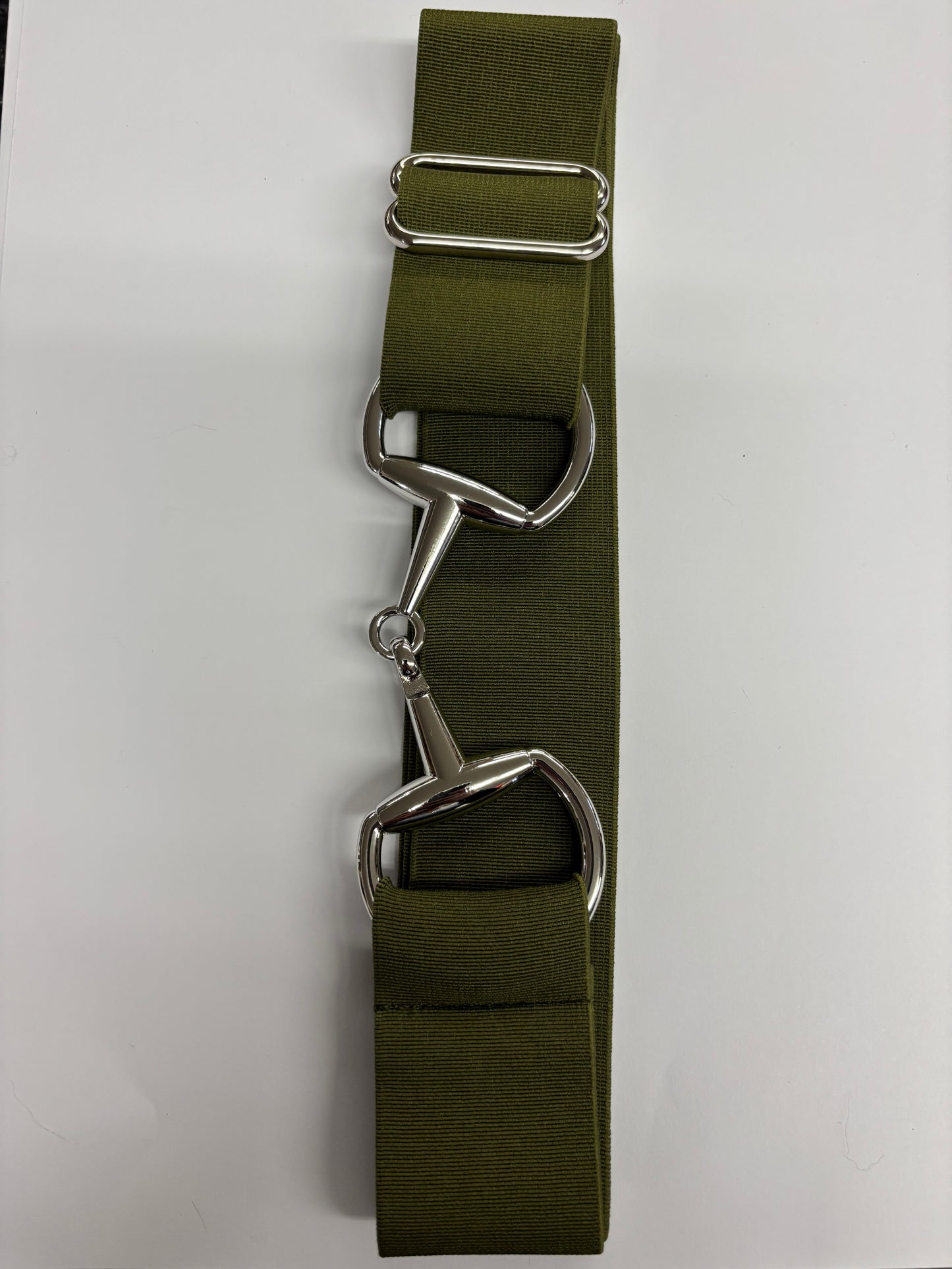 Elastic silver buckle belts
