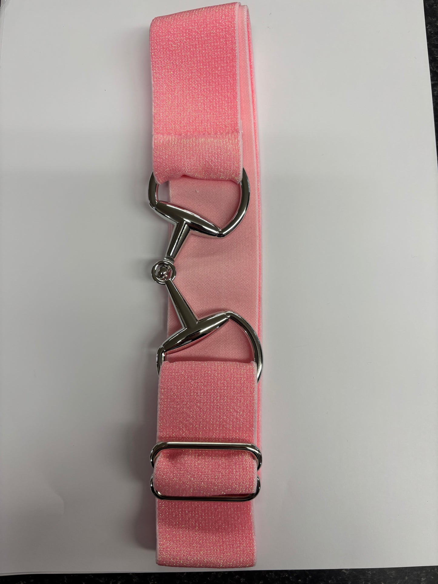Elastic silver buckle belts