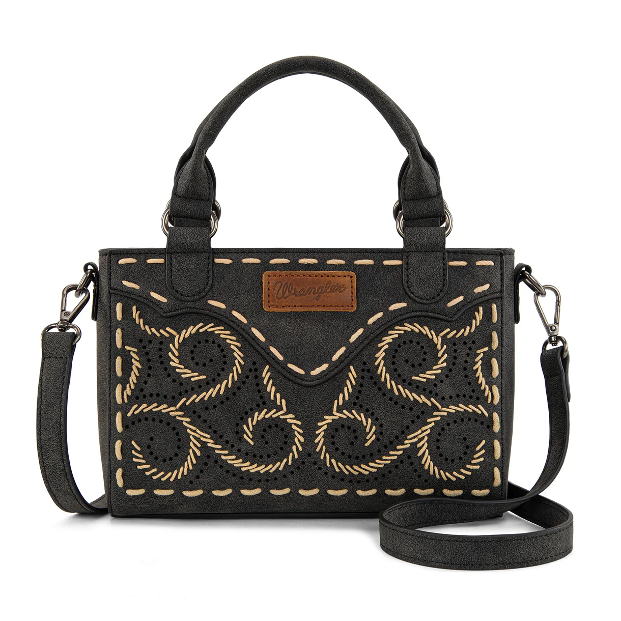 Wrangler Embroidered Swirl mini satchel/crossbody - Black
