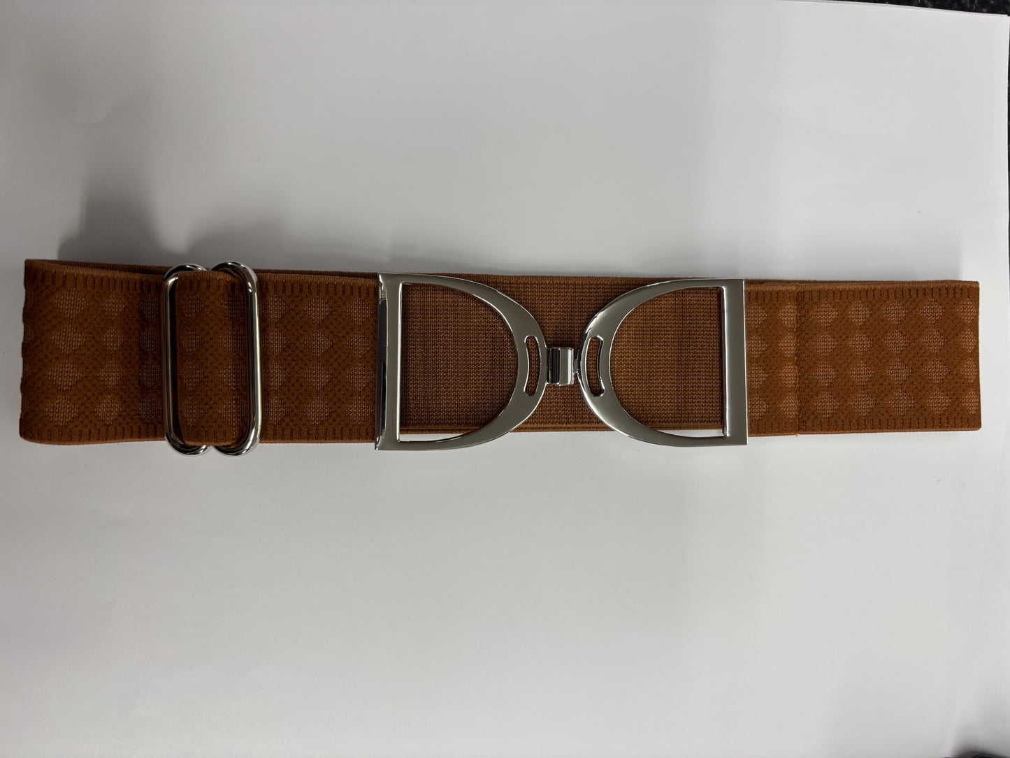 Ceinture élastique à boucle étrier argentée
