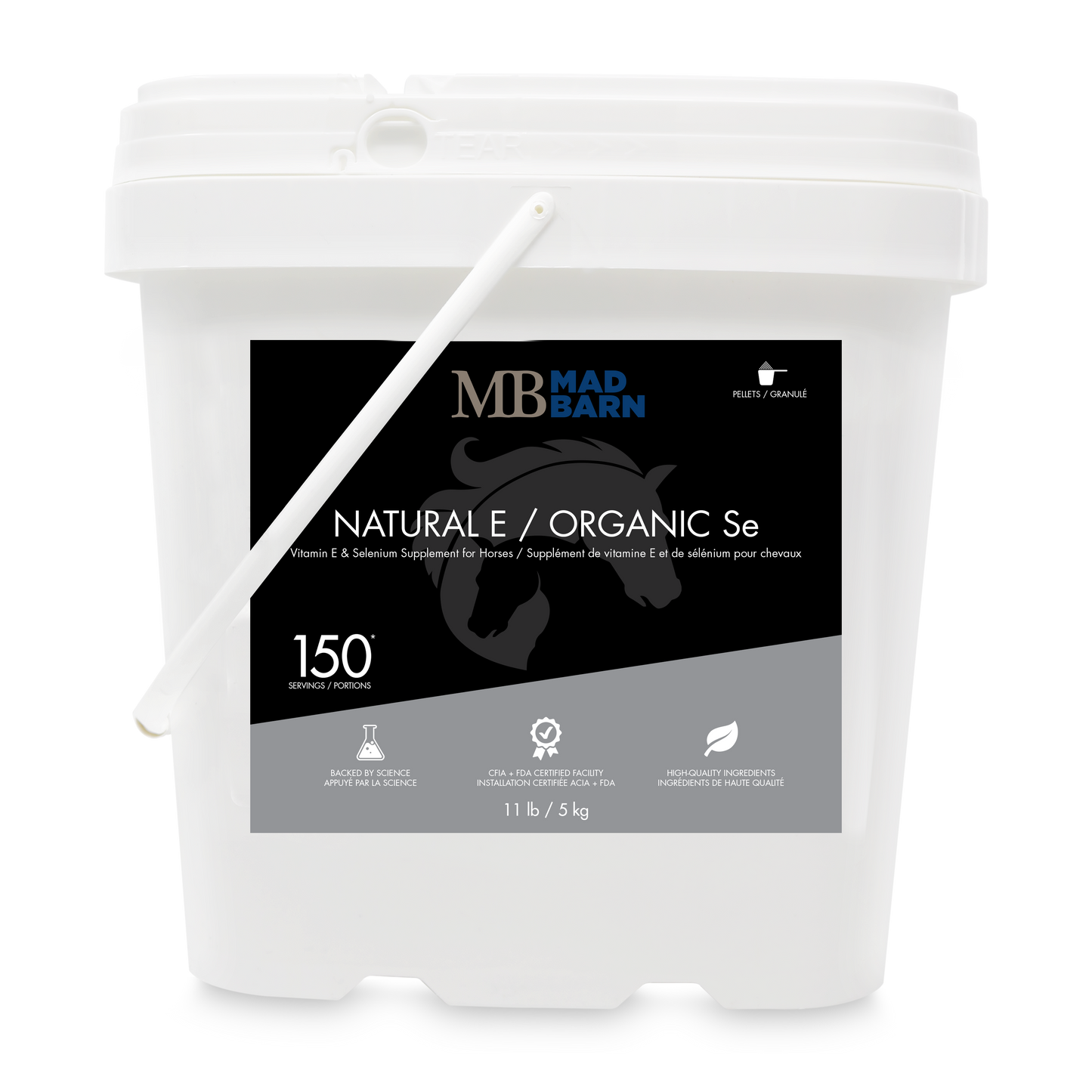 A pelleted source of supplemental Natural Vitamin E and Organic Selenium to ensure optimal antioxidant status in your horse. Used to support muscles and reduce inflammation.
