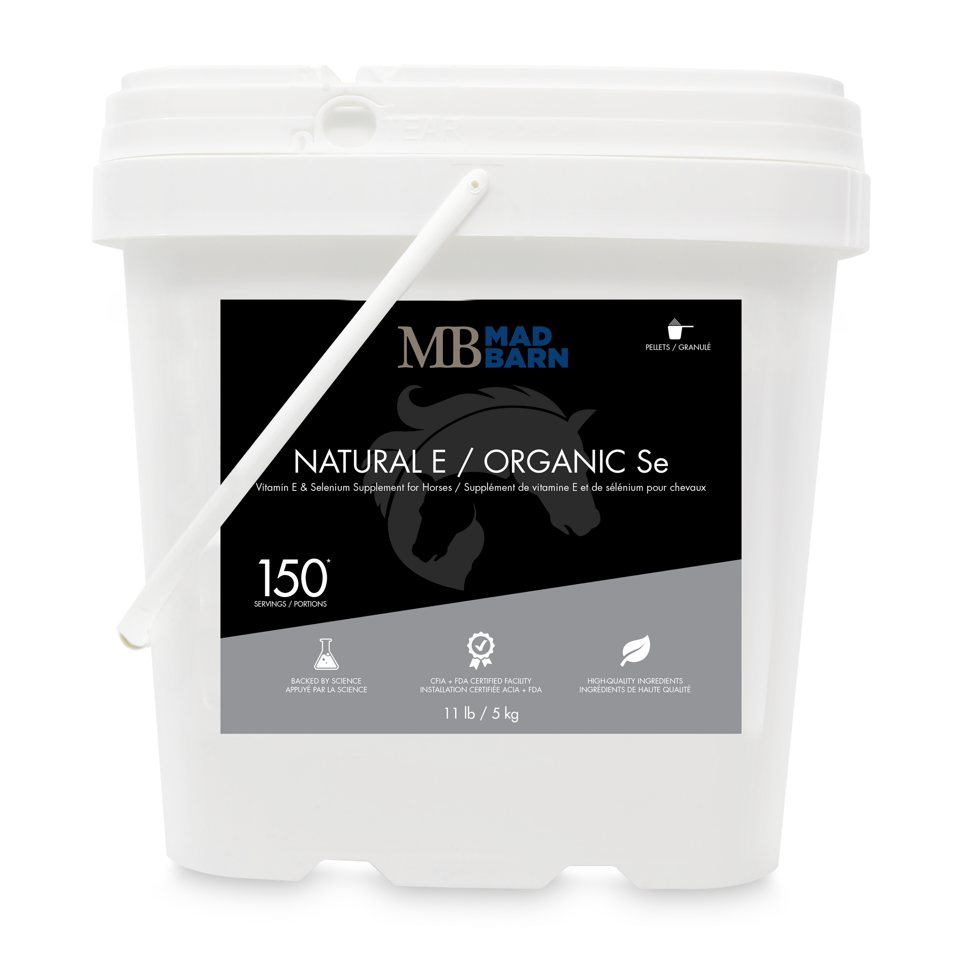 A pelleted source of supplemental Natural Vitamin E and Organic Selenium to ensure optimal antioxidant status in your horse. Used to support muscles and reduce inflammation.