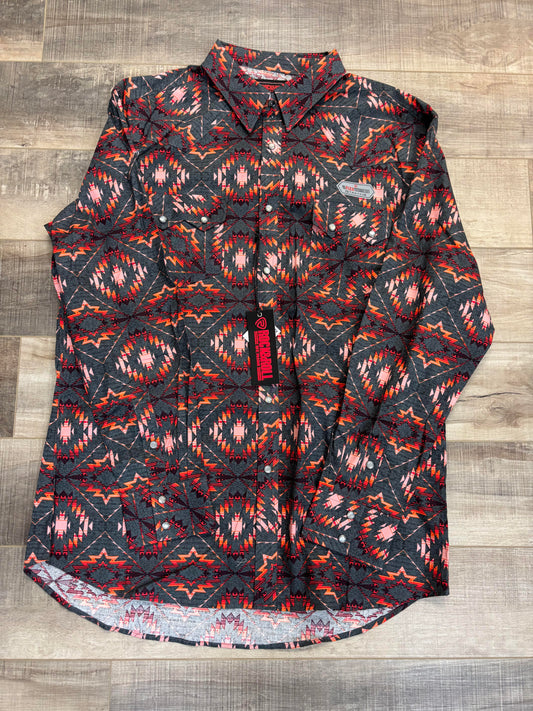 Rock & Roll orange aztec snap shirt - X-Large *SALE*