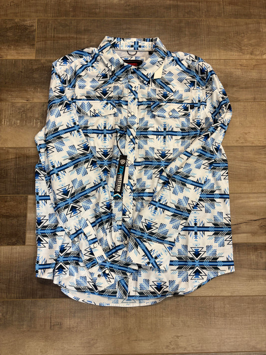 Rock & Roll Tek blue aztec snap - X-Large *SALE*