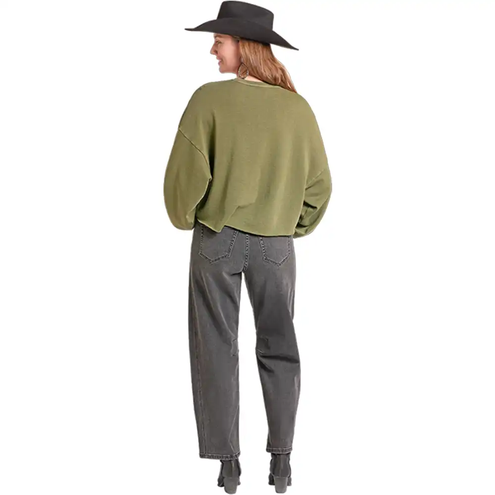 Rock & Roll Studded Sweatshirt - Olive