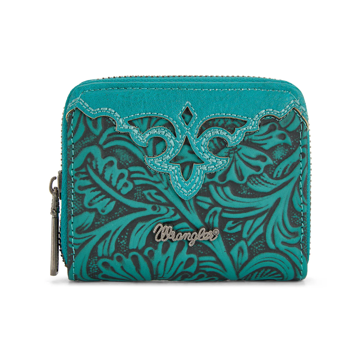 Wrangler tooled zip-around wallet - Turquoise