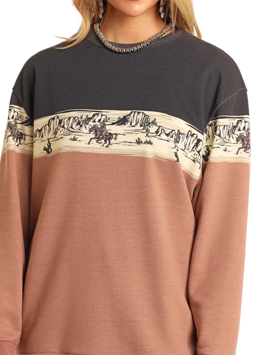 Rock & Roll scenery border sweatshirt - Black
