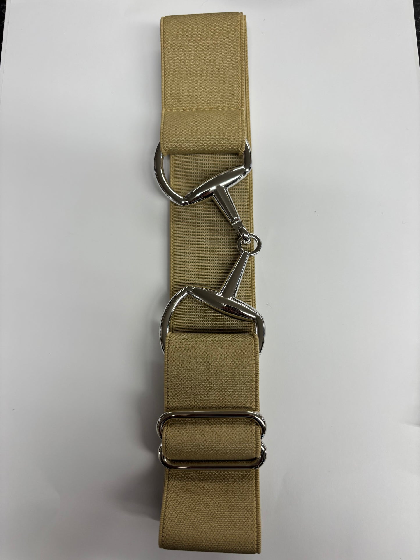 Elastic silver buckle belts