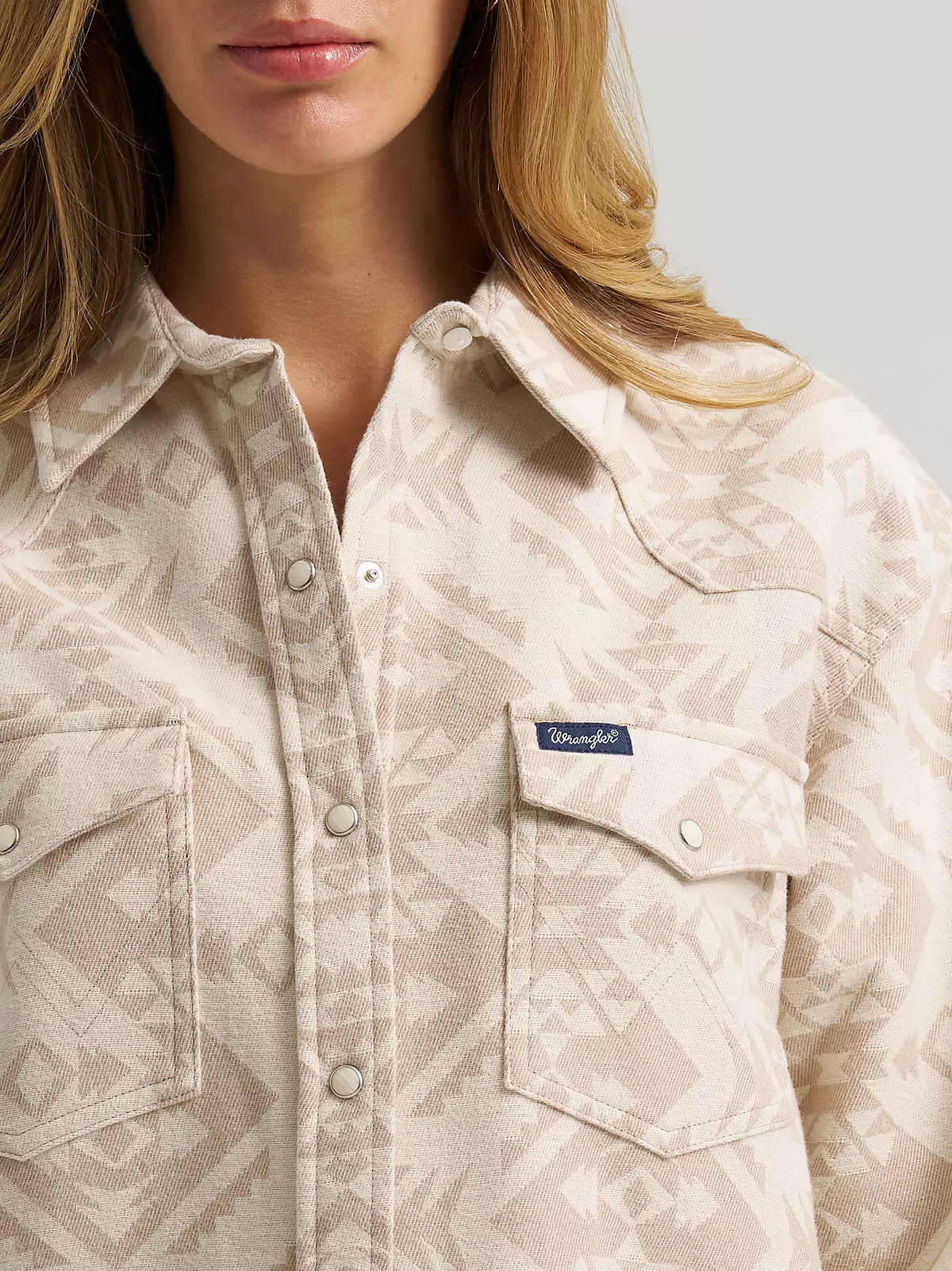 Wrangler Boyfriend Western Snap Shirt - Cream