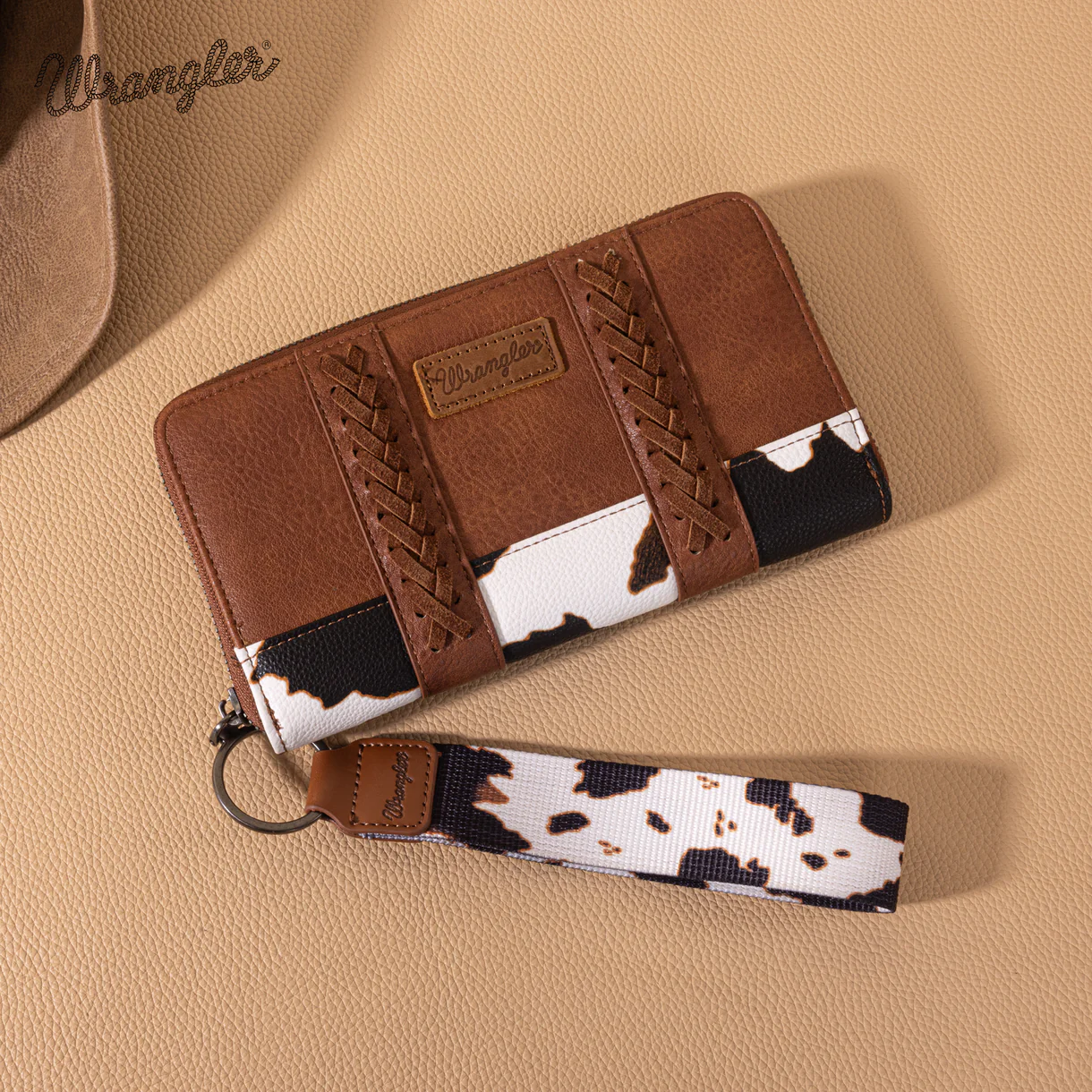 Wrangler Cow Print Wallet - Brown