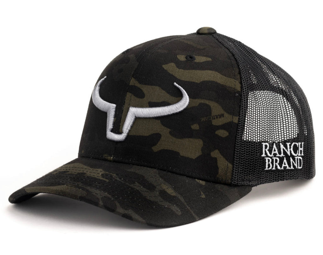 Ranch Brand Rancher cap - Multicam Black & Mesh Black | Logo Silver