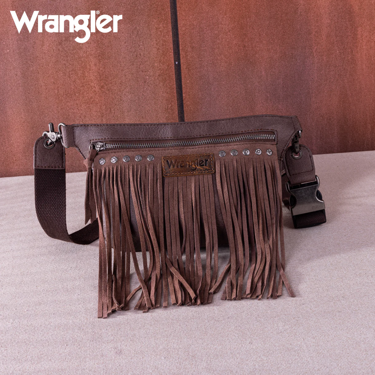 Wrangler fringe fanny pack belt sling bag - Coffee