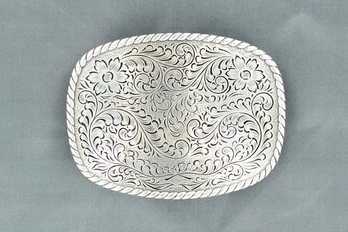 Nocona floral scroll engraved buckle belt