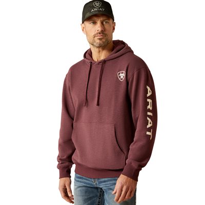 Ariat men's Logo Hood - Malbec Heather