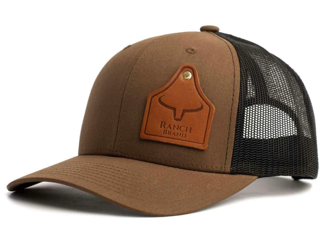 Ranch Brand Cow Tag cap - Brown Coyote & Black Mesh | Leather Patch