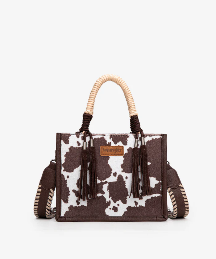 Wrangler Cow Print Tote/Crossbody - Coffee