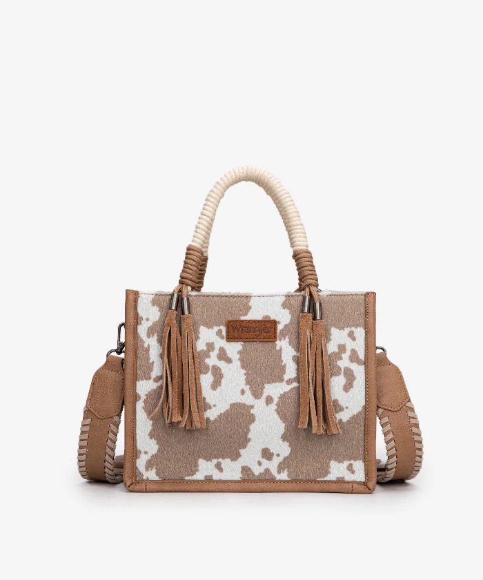 Wrangler Cow Print Tote/Crossbody - Khaki
