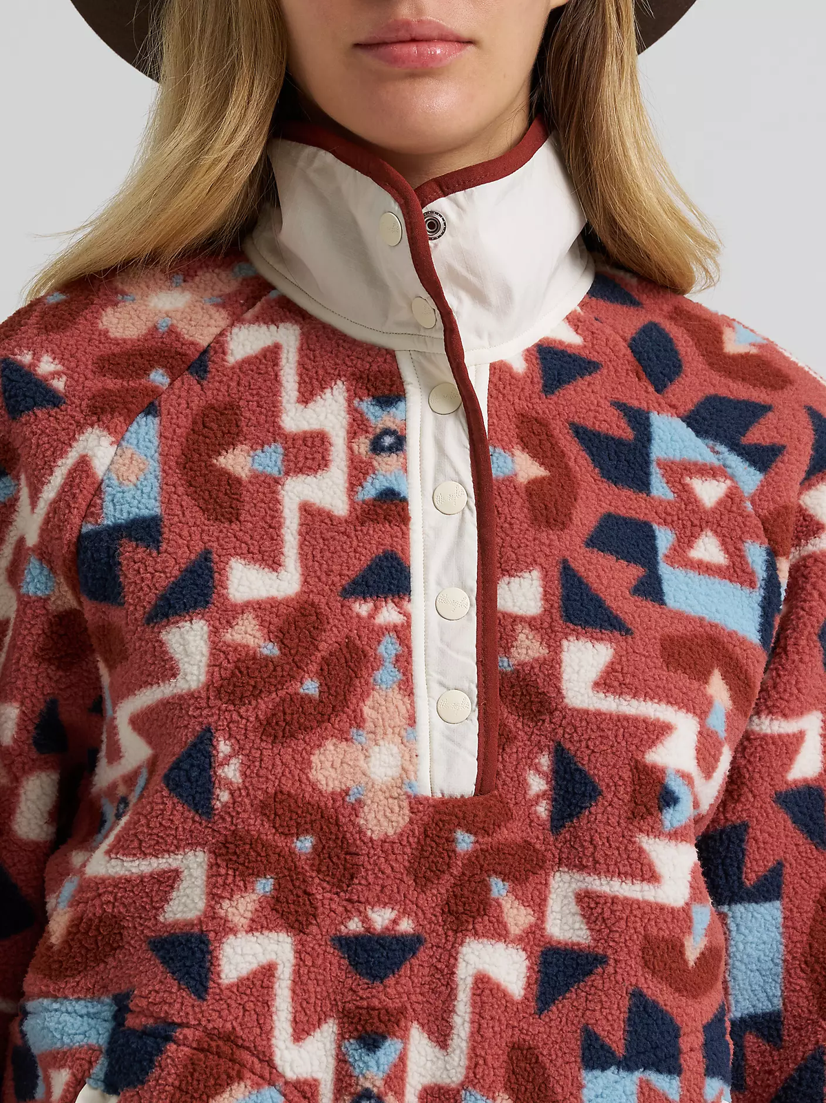 Wrangler Big Sky sherpa snap pullover - Sunbaked Geo