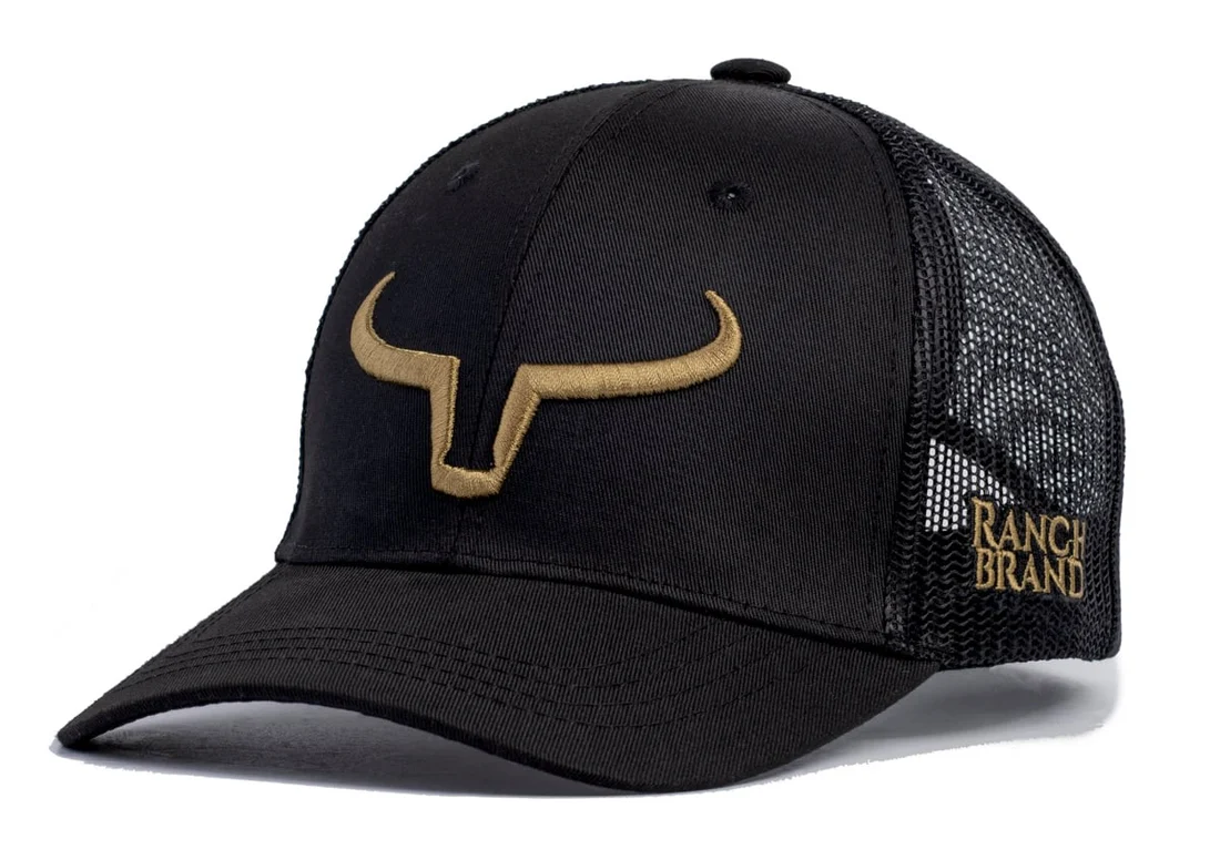 Ranch Brand Ponytail Cap for Women - Black & Mesh Black | Coyote Brown Logo