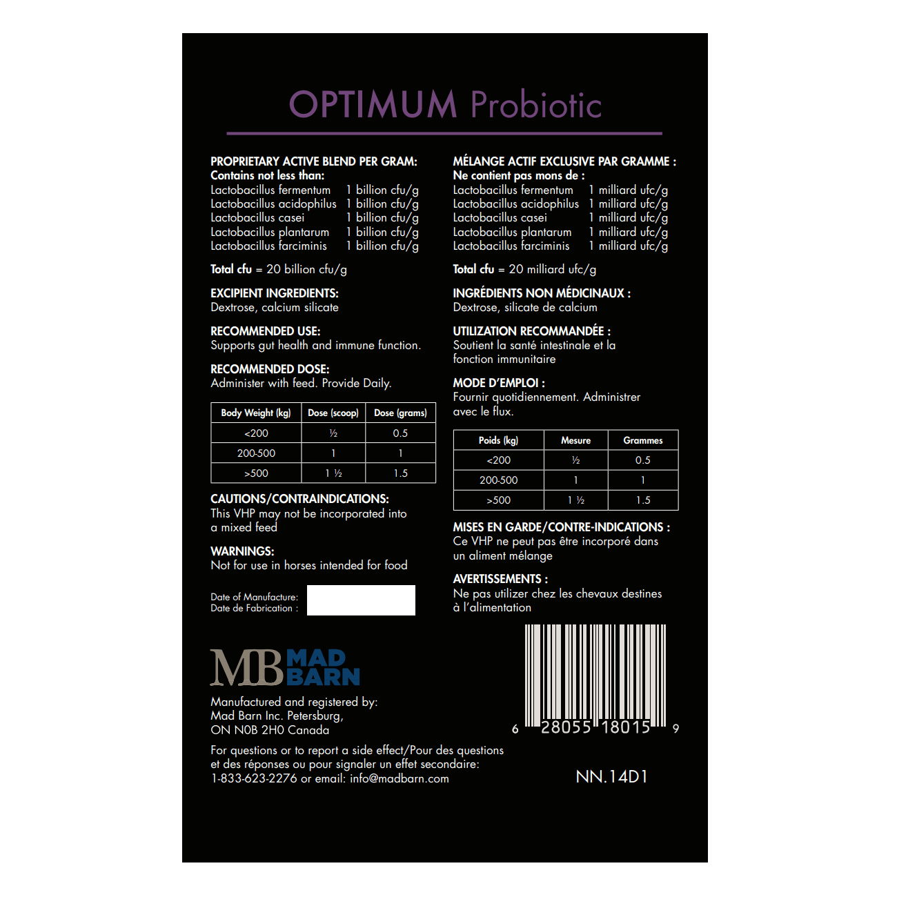 Mad Barn Optimum Probiotique