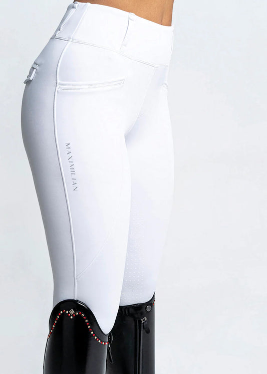 Legging d'équitation genouillère Maximilian Pro - Blanc