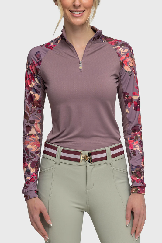 Chemise de soleil à manches longues raglan aquarelle mauve poussiéreux Kastel