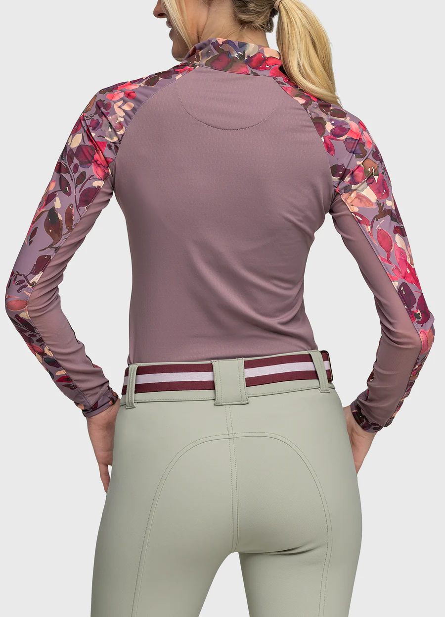 Chemise de soleil à manches longues raglan aquarelle mauve poussiéreux Kastel