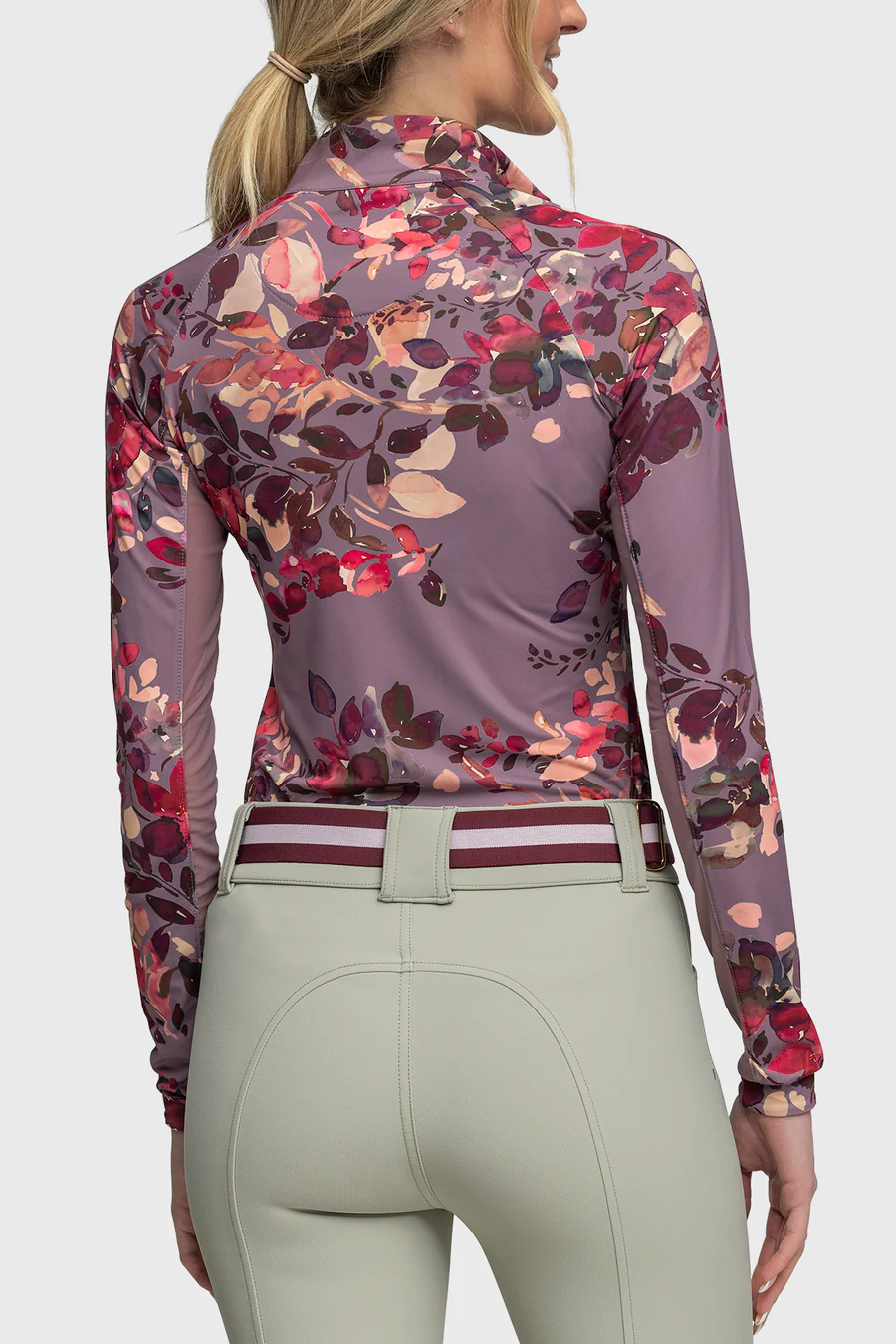 Kastel dusty mauve watercolor floral long sleeve sun shirt