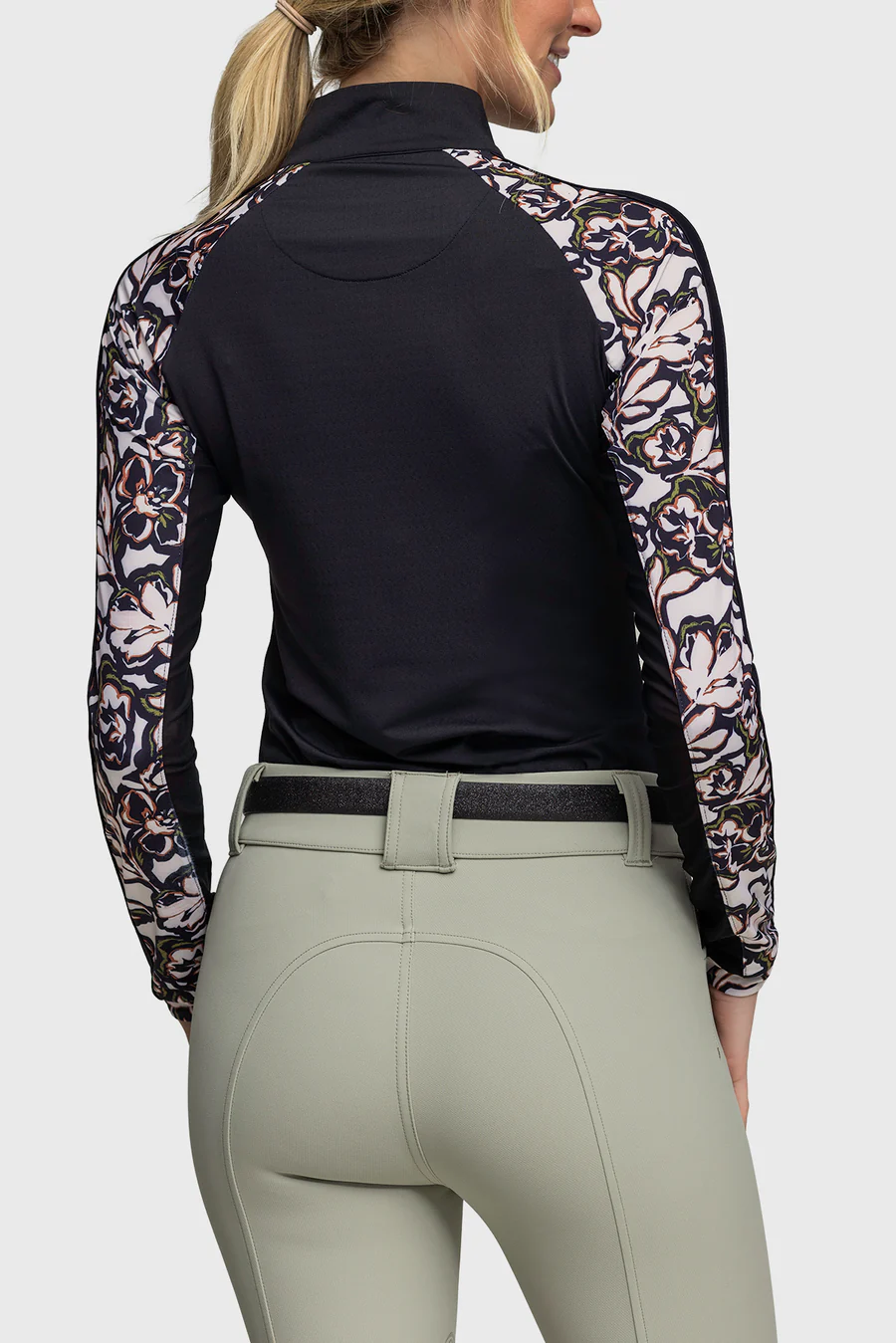 Kastel black and cream floral raglan long sleeve sun shirt