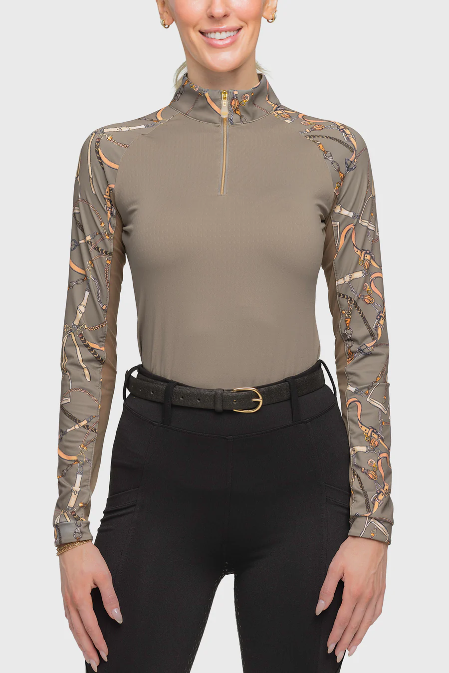 Kastel long sleeve raglan taupe belt sun shirt
