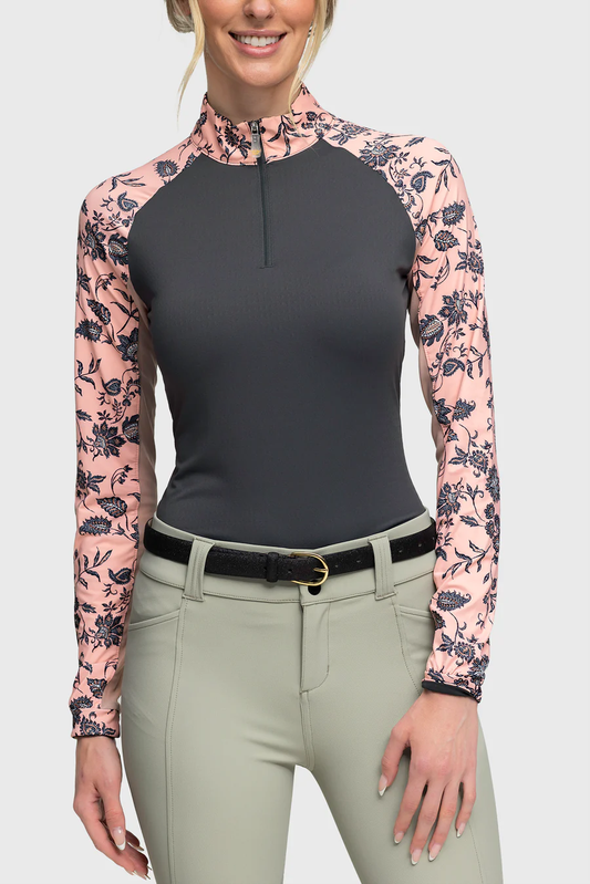 Chemise de soleil à manches longues raglan Kastel Jacobean Peach