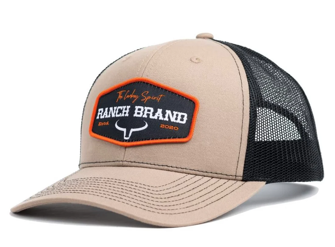 Ranch Brand Patch Ranch cap - Beige & Mesh Black | Logo Orange