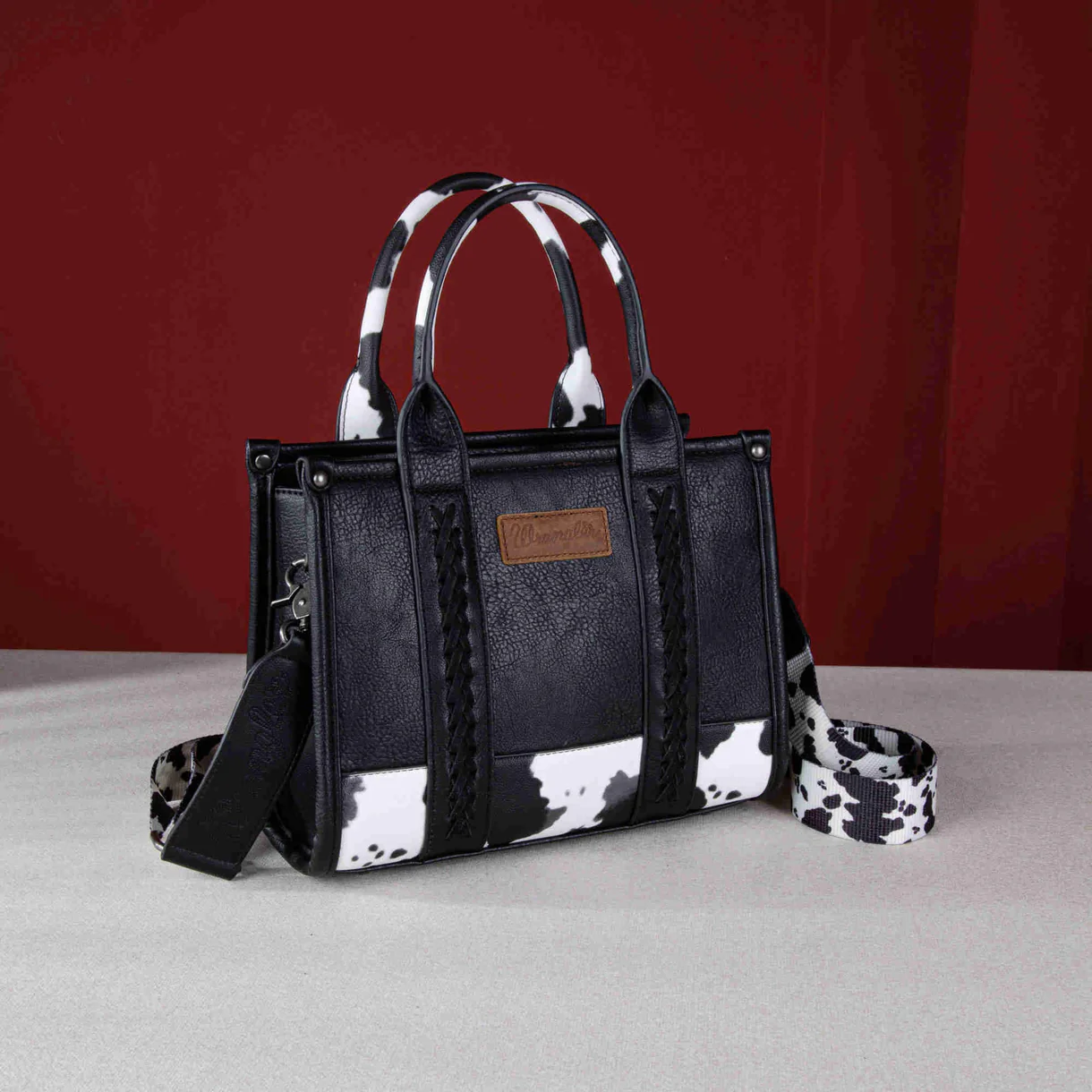 Wrangler Cow Print Concealed Carry Tote/Crossbody - Black
