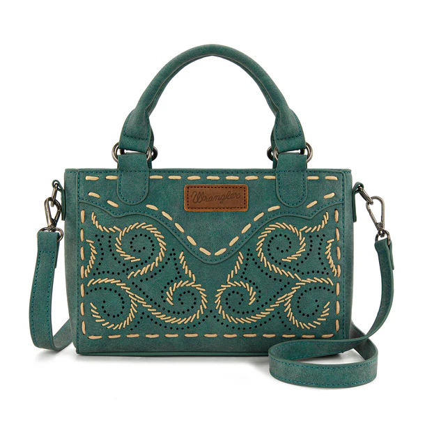 Wrangler Embroidered Swirl mini satchel/crossbody - Turquoise
