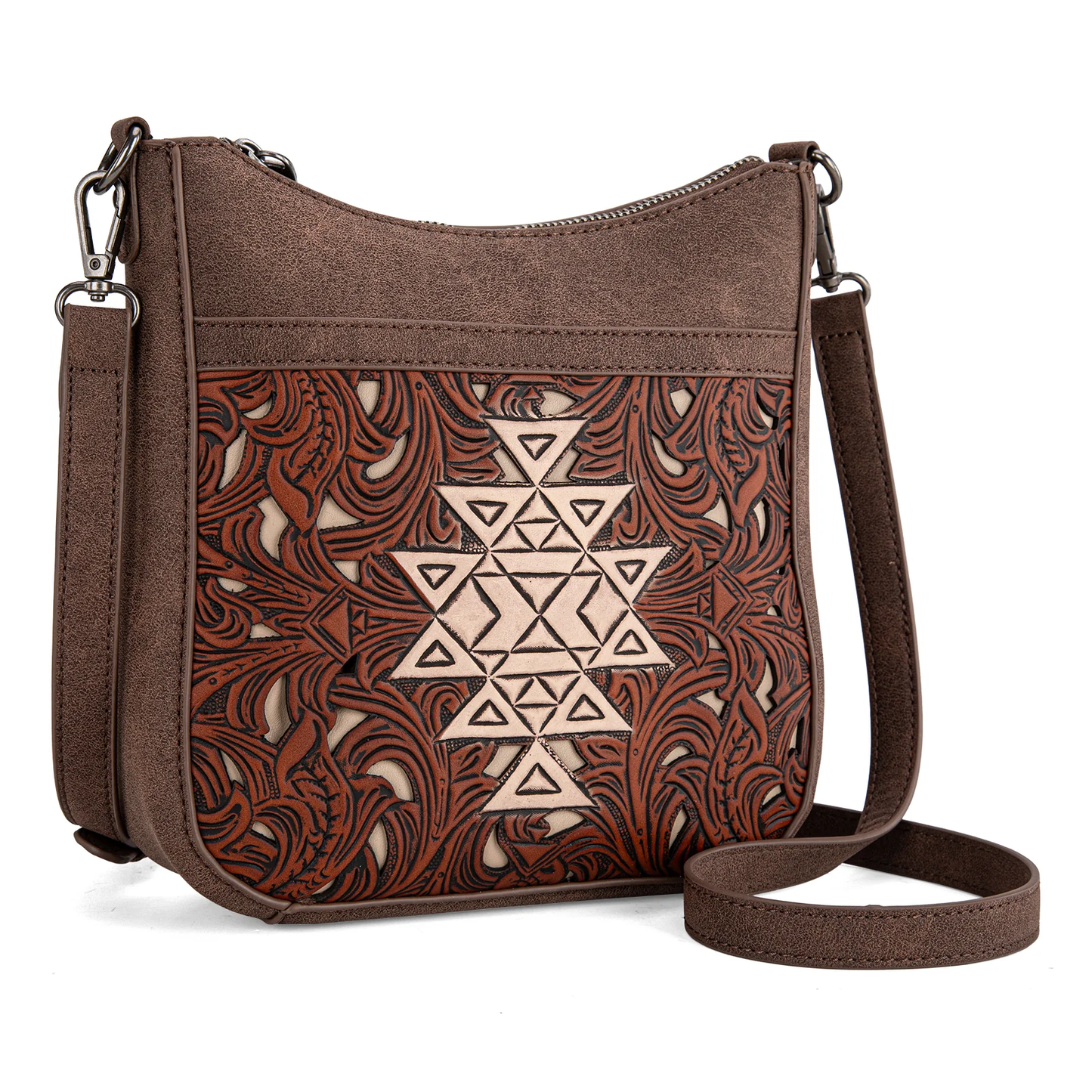 Trinity Ranch Floral Aztec Tooled Crossbody