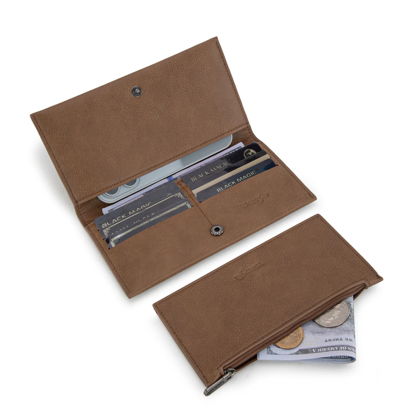 Wrangler Long Wallet with Detachable Zipper Pocket - (2 colors)