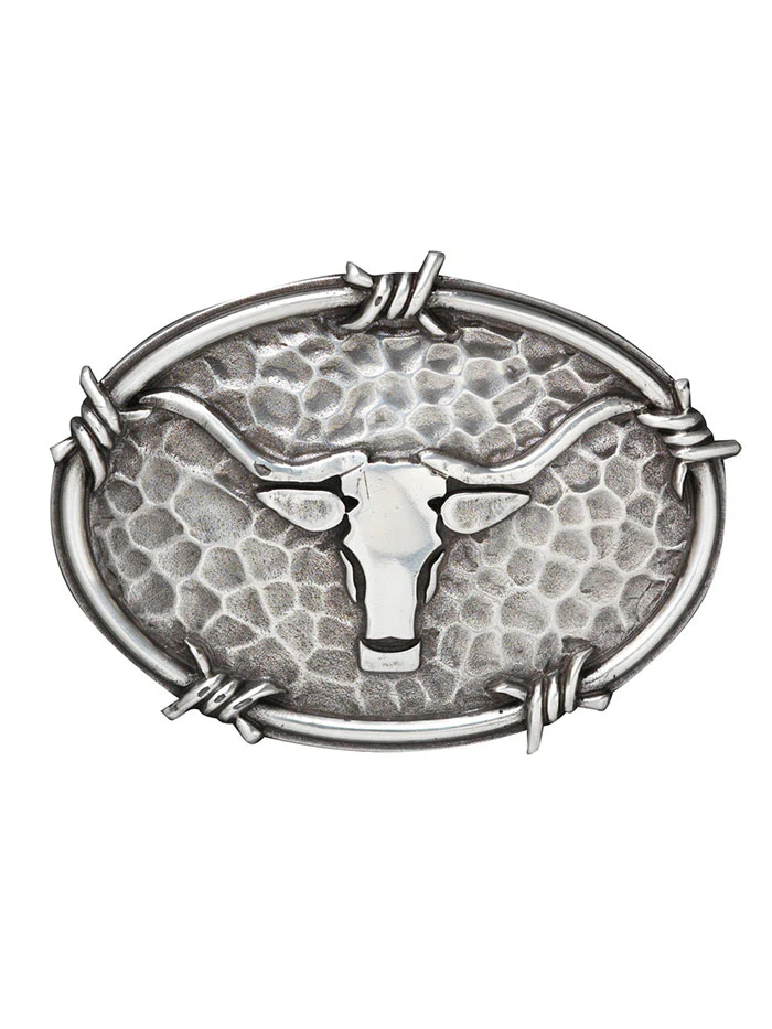 Ariat oval steer head barbwire buckle