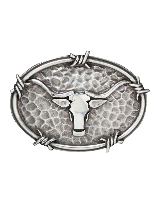 Ariat oval steer head barbwire buckle