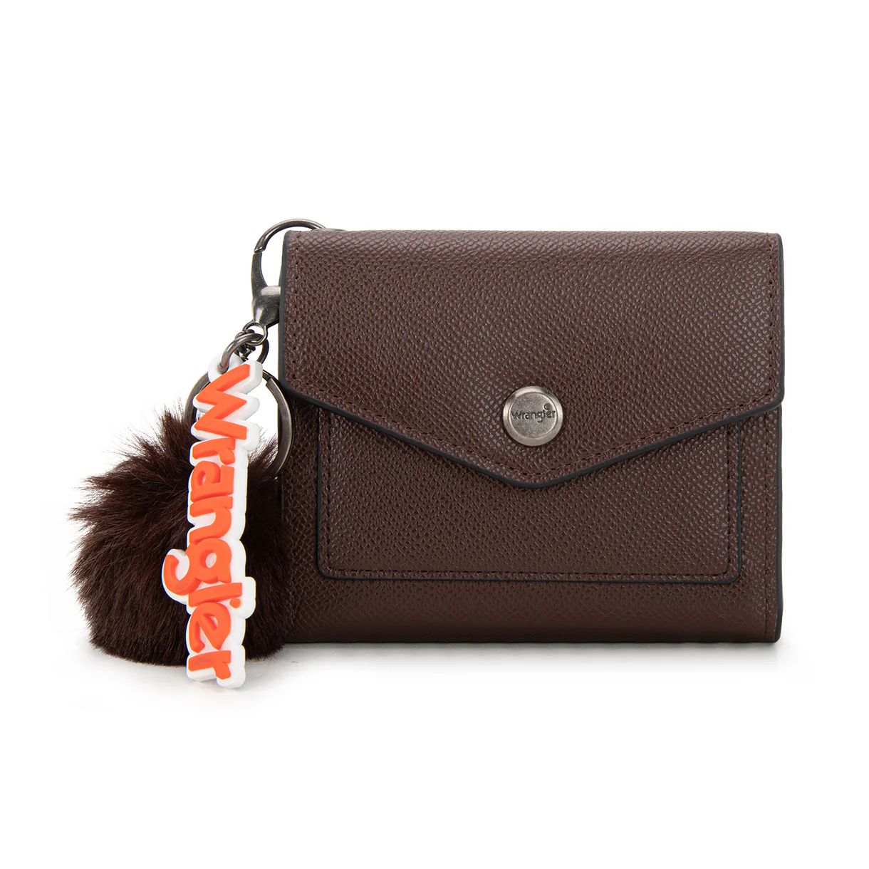 Wrangler Tri-Fold Wallet with Keyring Pom Pom - Coffee