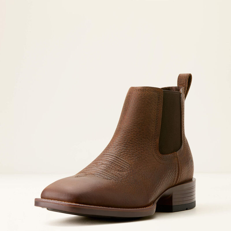 Ariat Booker Chelsea Wide Square Toe Western Boot - Brown Oiled Rowdy